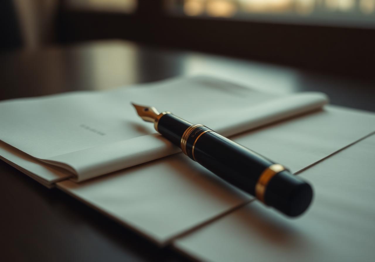 Fountain pen and document representing estate planning